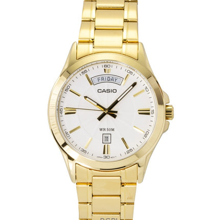 Casio Standard Analog Gold Tone Ruostumattomasta Teräksestä Valkoisella Kellotaululla Quartz MTP-1381GD-7AV Miesten Kello