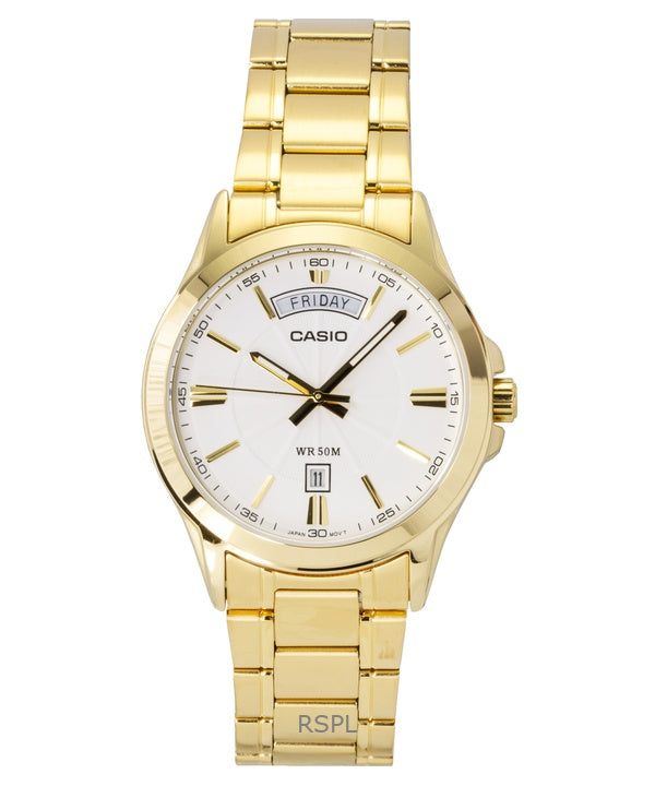 Casio Standard Analog Gold Tone Ruostumattomasta Teräksestä Valkoisella Kellotaululla Quartz MTP-1381GD-7AV Miesten Kello