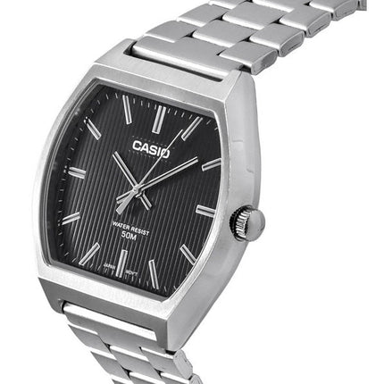 Kunnostettu Casio Standard Analog Ruostumattomasta Teräksestä Musta Kellotaulu Quartz MTP-B140D-1A Miesten Kello