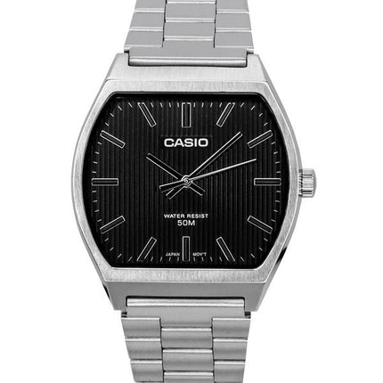 Kunnostettu Casio Standard Analog Ruostumattomasta Teräksestä Musta Kellotaulu Quartz MTP-B140D-1A Miesten Kello