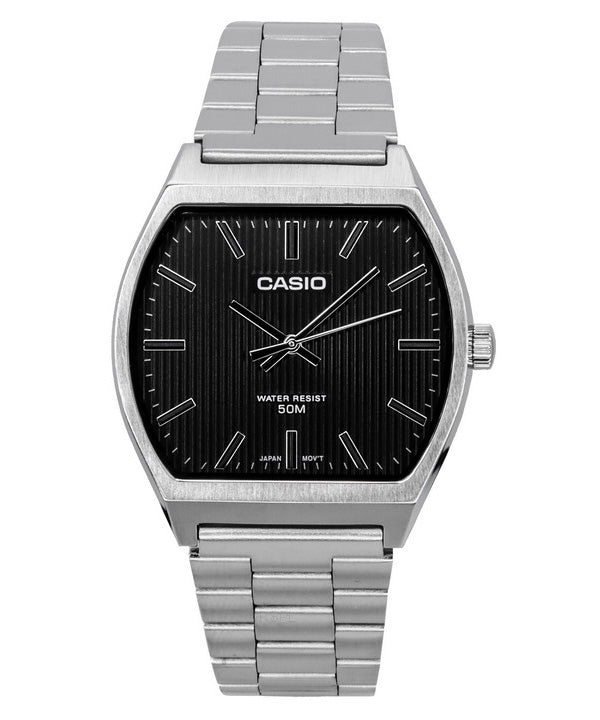 Kunnostettu Casio Standard Analog Ruostumattomasta Teräksestä Musta Kellotaulu Quartz MTP-B140D-1A Miesten Kello