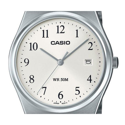 Casio Standard Analoginen ruostumattomasta teräksestä valmistettu valkoinen kellotaulu kvartsi MTP-B145D-7B miesten kello