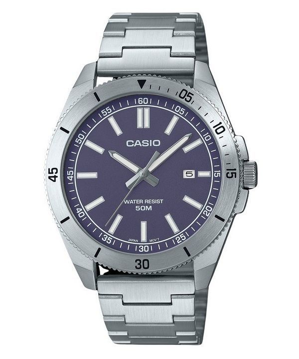 Casio Standard Analoginen ruostumattomasta teräksestä valmistettu sininen kellotaulu kvartsi MTP-B155D-2E miesten kello