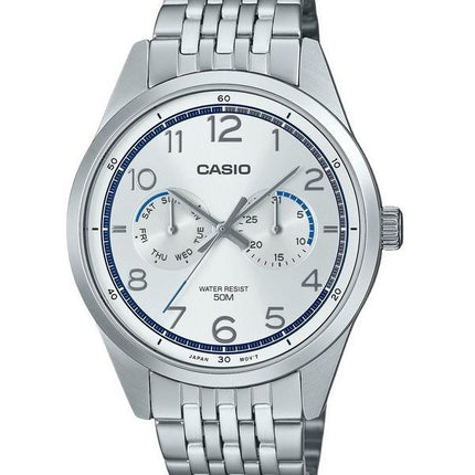 Casio Standard Analoginen ruostumattomasta teräksestä valmistettu hopeinen kellotaulu kvartsi MTP-E340D-7AV miesten kello