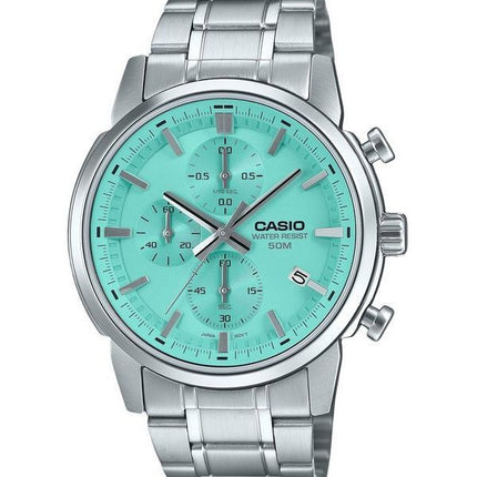 Casio Standard Analog Chronograph ruostumaton teräs turkoosi kellotaulu kvartsi MTP-E510D-2AV miesten kello