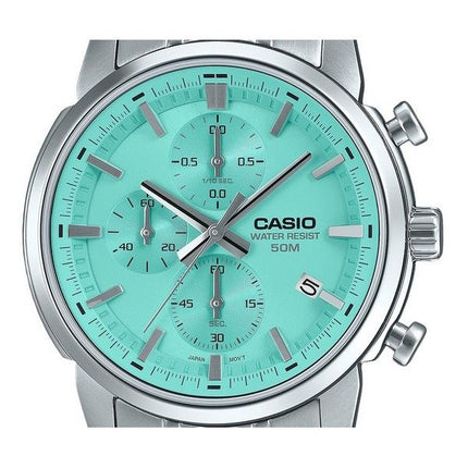 Casio Standard Analog Chronograph ruostumaton teräs turkoosi kellotaulu kvartsi MTP-E510D-2AV miesten kello