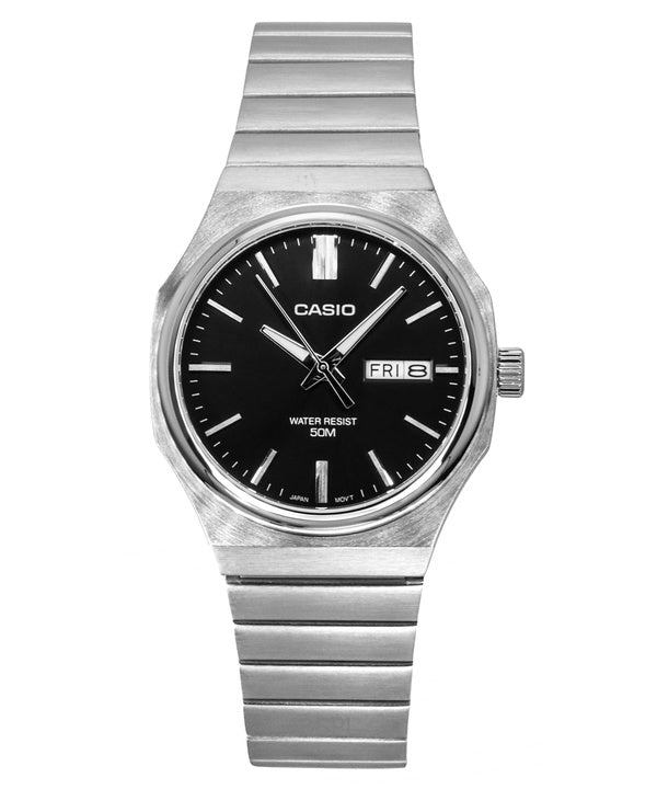 Casio Standard Analoginen ruostumattomasta teräksestä valmistettu musta kellotaulu kvartsi MTP-E735D-1AV miesten kello