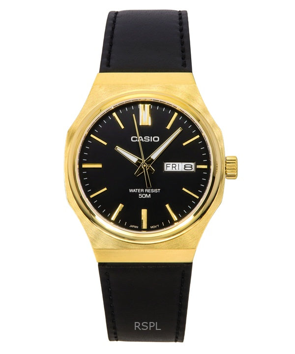 Casio Standard analoginen nahkaranneke musta kellotaulu kvartsi MTP-E735GL-1AV miesten kello