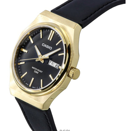 Casio Standard analoginen nahkaranneke musta kellotaulu kvartsi MTP-E735GL-1AV miesten kello