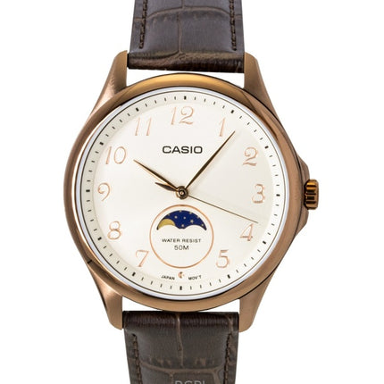 Casio Standard Analog Moon Phase -nahkahihna norsunluunvärinen kellotaulu Quartz MTP-M110RL-5AV miesten kello