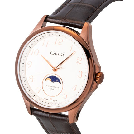 Casio Standard Analog Moon Phase -nahkahihna norsunluunvärinen kellotaulu Quartz MTP-M110RL-5AV miesten kello