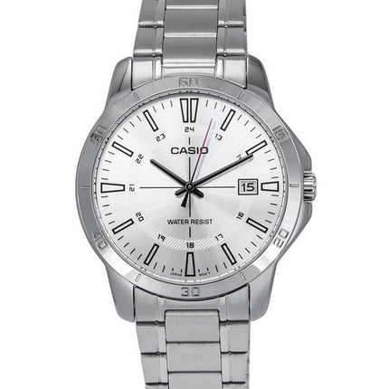 Casio Standard Analoginen ruostumattomasta teräksestä valmistettu hopea kellotaulu kvartsi MTP-V004D-7C miesten kello