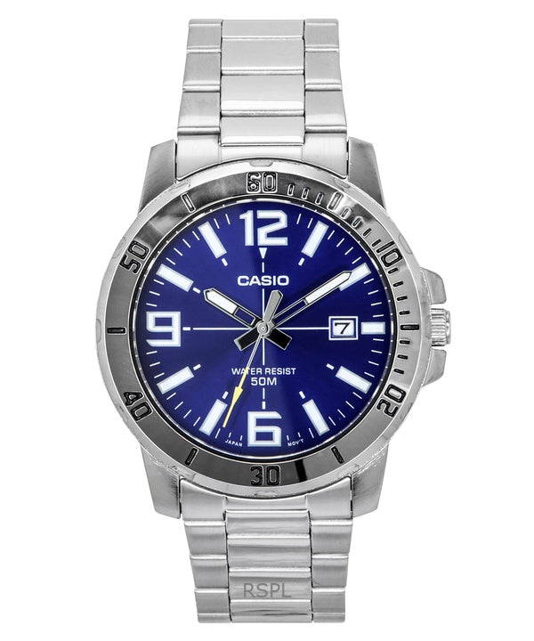 Casio Enticer analoginen ruostumattomasta teräksestä valmistettu sininen kellotaulu kvartsi MTP-VD01D-2BV miesten kello