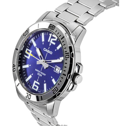 Casio Enticer analoginen ruostumattomasta teräksestä valmistettu sininen kellotaulu kvartsi MTP-VD01D-2BV miesten kello