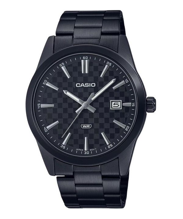 Casio Standard analoginen musta ionipinnoitettu ruostumaton teräs musta kellotaulu kvartsi MTP-VD03B-1A miesten kello