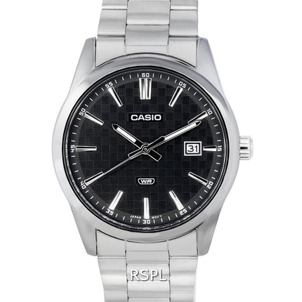 Casio Analoginen ruostumattomasta teräksestä valmistettu musta kellotaulu kvartsi MTP-VD03D-1A MTPVD03D-1 miesten kello