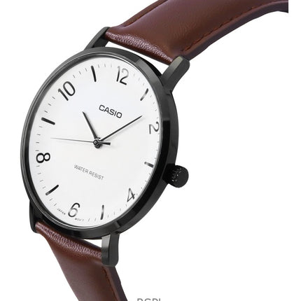 Casio Standard analoginen nahkaranneke valkoinen kellotaulu kvartsi MTP-VT03BL-7B miesten kello