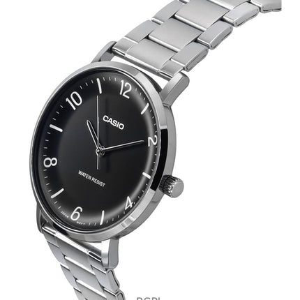 Casio Standard Analoginen ruostumattomasta teräksestä valmistettu musta kellotaulu kvartsi MTP-VT03D-1B miesten kello