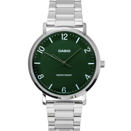 Casio Standard analoginen ruostumattomasta teräksestä valmistettu vihreä kellotaulu kvartsi MTP-VT03D-3B miesten kello