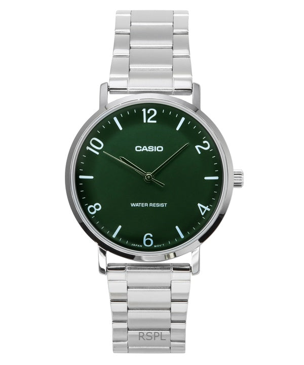 Casio Standard analoginen ruostumattomasta teräksestä valmistettu vihreä kellotaulu kvartsi MTP-VT03D-3B miesten kello
