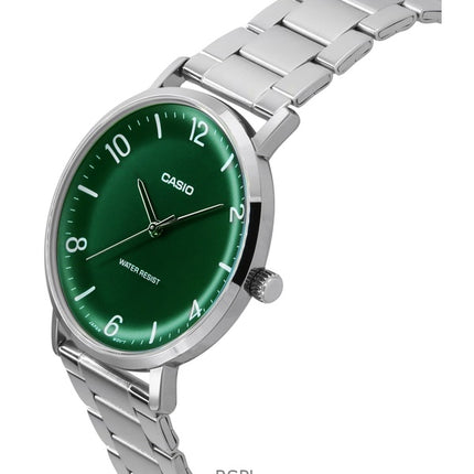 Casio Standard analoginen ruostumattomasta teräksestä valmistettu vihreä kellotaulu kvartsi MTP-VT03D-3B miesten kello