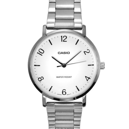 Casio Standard Analoginen ruostumattomasta teräksestä valmistettu valkoinen kellotaulu kvartsi MTP-VT03D-7B miesten kello