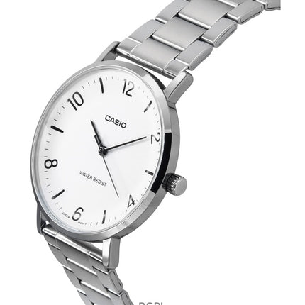 Casio Standard Analoginen ruostumattomasta teräksestä valmistettu valkoinen kellotaulu kvartsi MTP-VT03D-7B miesten kello