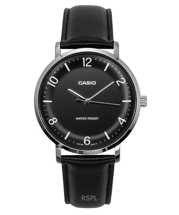 Casio Standard analoginen nahkaranneke musta kellotaulu kvartsi MTP-VT03L-1B miesten kello