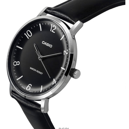 Casio Standard analoginen nahkaranneke musta kellotaulu kvartsi MTP-VT03L-1B miesten kello