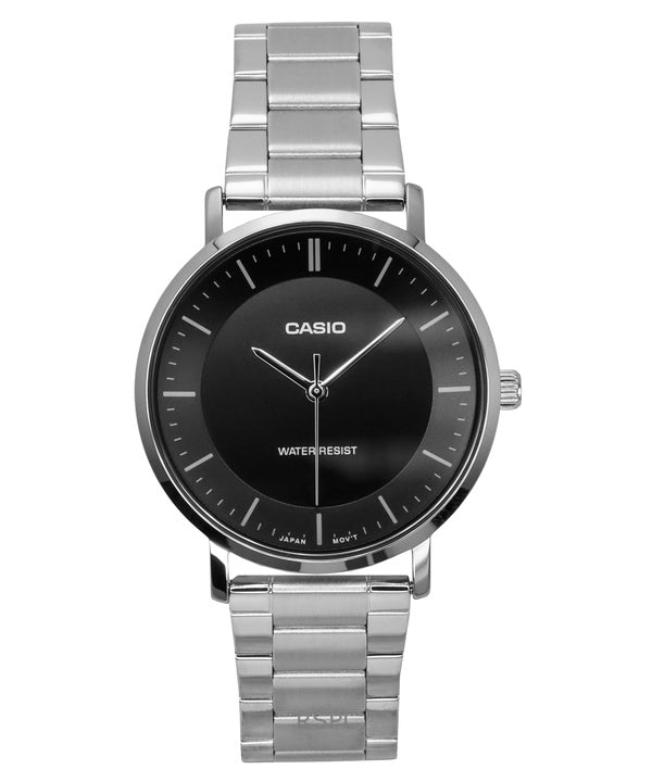 Casio Standard Analoginen ruostumattomasta teräksestä valmistettu musta kellotaulu kvartsi MTP-VT04D-1E miesten kello