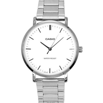 Casio Standard Analoginen ruostumattomasta teräksestä valmistettu valkoinen kellotaulu kvartsi MTP-VT04D-7E miesten kello