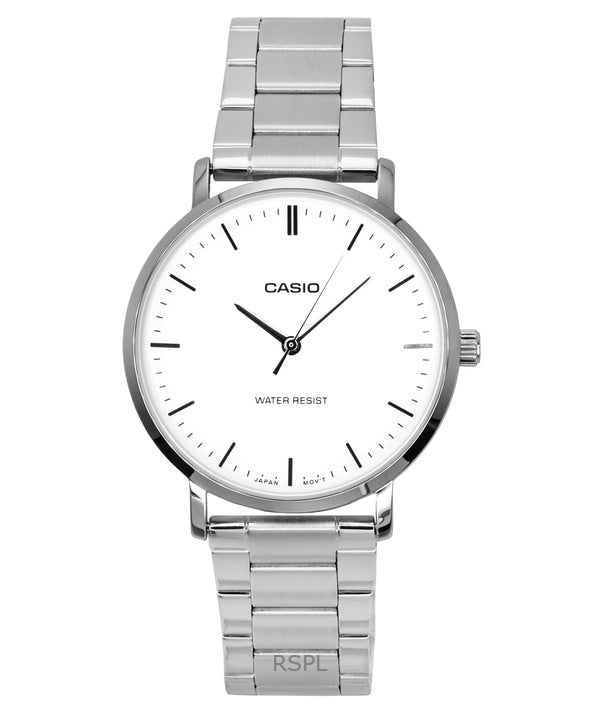 Casio Standard Analoginen ruostumattomasta teräksestä valmistettu valkoinen kellotaulu kvartsi MTP-VT04D-7E miesten kello