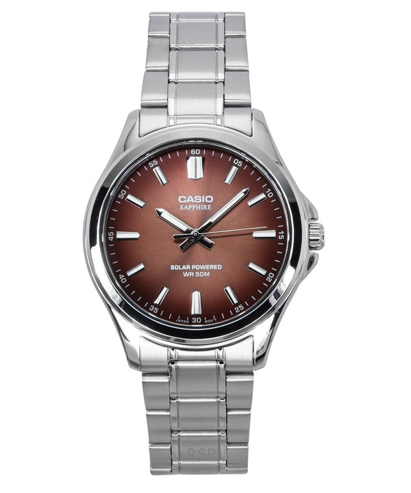 Casio Standard Analoginen ruostumattomasta teräksestä valmistettu ruskea kellotaulu aurinkopaneeli MTS-RS100D-5A miesten kello
