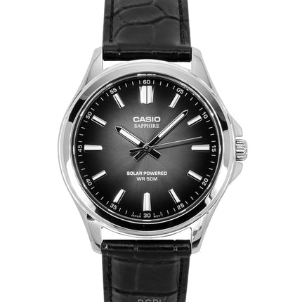 Casio Standard Analoginen Nahkahihna Musta Kellotaulu Solar MTS-RS100L-1AV Miesten kello