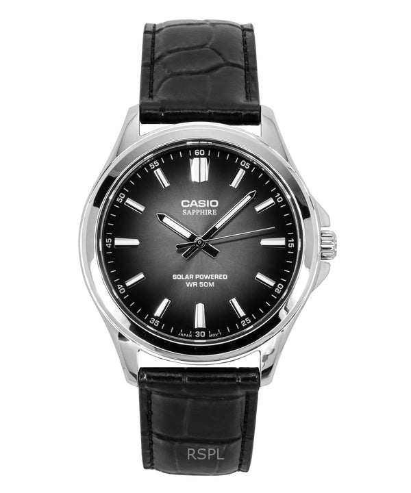 Casio Standard Analoginen Nahkahihna Musta Kellotaulu Solar MTS-RS100L-1AV Miesten kello