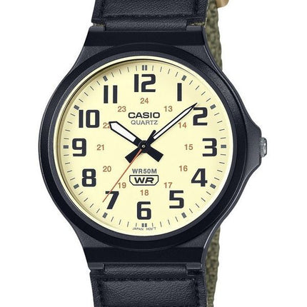 Casio Standard analoginen kangashihna beige kellotaulu kvartsi MW-240B-3BV miesten kello