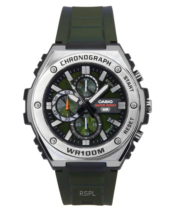 Casio Standard analoginen kronografihartsihihna vihreä kellotaulu kvartsi MWA-300H-3AV 100M miesten kello