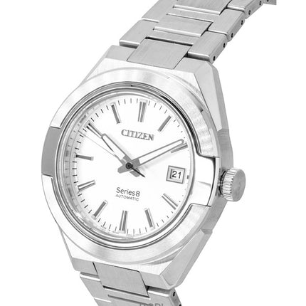 Citizen Series 8 ruostumattomasta teräksestä valmistettu hopeinen kellotaulu automaattinen NA1000-88A 100M miesten kello