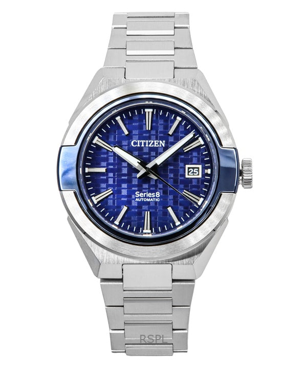 Citizen Series 8 870 ruostumattomasta teräksestä valmistettu sininen kellotaulu automaattinen NA1037-53L 100M miesten kello