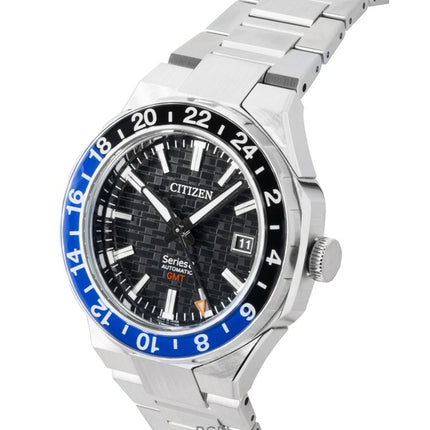 Citizen Series 8 GMT ruostumattomasta teräksestä valmistettu musta kellotaulu automaattinen NB6031-56E 100M miesten kello