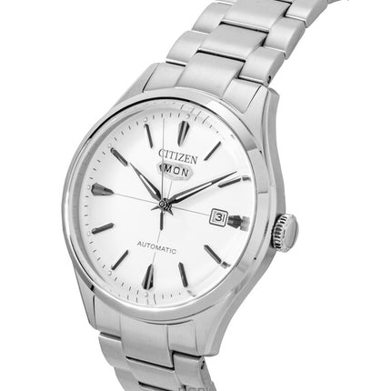 Citizen C7 ruostumattomasta teräksestä valmistettu valkoinen kellotaulu automaattinen NH8391-51A miesten kello