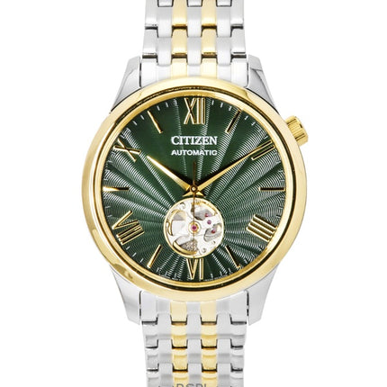 Citizen kaksisävyinen ruostumattomasta teräksestä valmistettu avosydänvihreä kellotaulu automaattinen NH9134-83X miesten kello