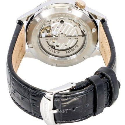 Citizen NH9136-02L automaattinen nahkaranneke, avoin sydän, sininen kellotaulu, miesten kello