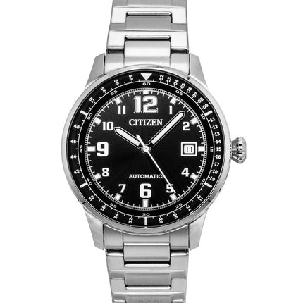 Citizen Urban Military ruostumattomasta teräksestä valmistettu musta kellotaulu automaattinen NJ0190-51E 100M miesten kello
