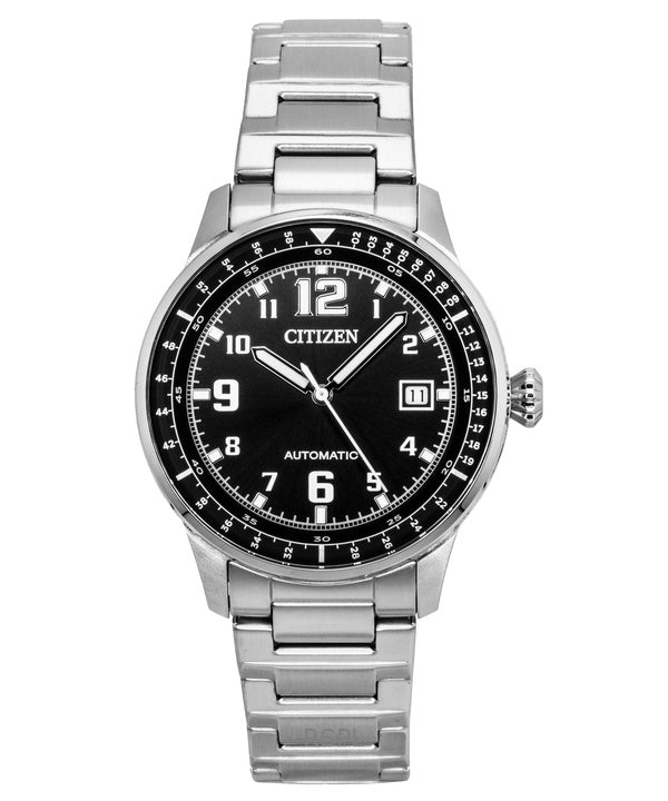 Citizen Urban Military ruostumattomasta teräksestä valmistettu musta kellotaulu automaattinen NJ0190-51E 100M miesten kello