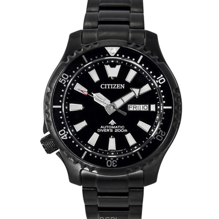 Citizen Promaster ruostumattomasta teräksestä valmistettu musta kellotaulu automaattinen sukeltajan NY0135-80E 200M miesten kello