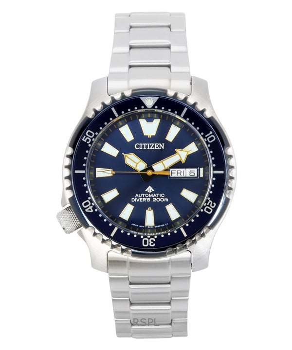 Citizen Promaster ruostumattomasta teräksestä valmistettu sininen kellotaulu automaattinen sukeltaja NY0166-60L 200M miesten kello