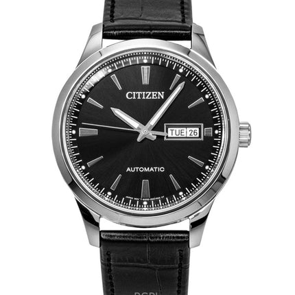 Citizen NY4058-01E automaattinen miesten kello nahkarannekkeella, mustalla kellotaululla