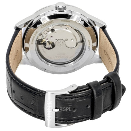 Citizen NY4058-01E automaattinen miesten kello nahkarannekkeella, mustalla kellotaululla