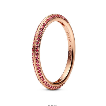 Pandora Me Red Pave -sormus 14 karaatin ruusukullalla P-189679C02-54 naisille